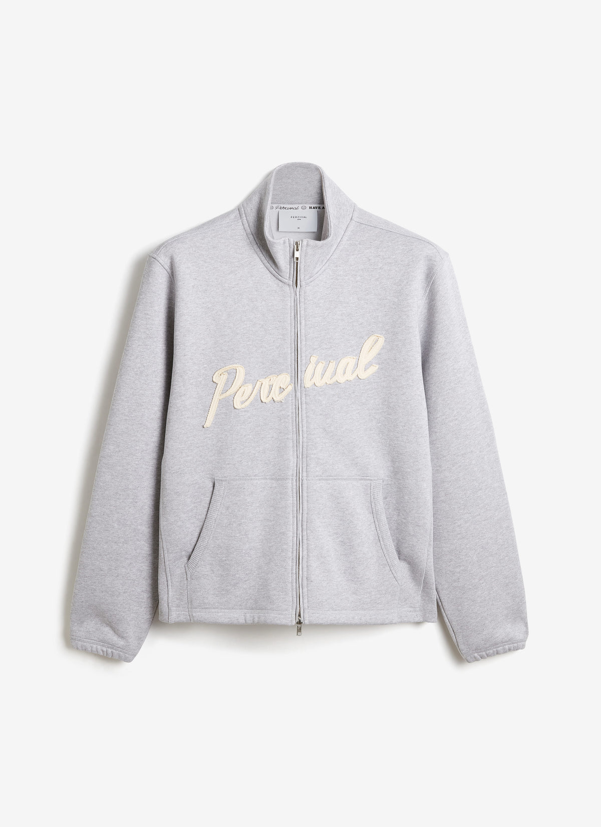 Men's Curtis Funnel Neck Zip Jumper - Cotton - Grey | Percival Exclusive
