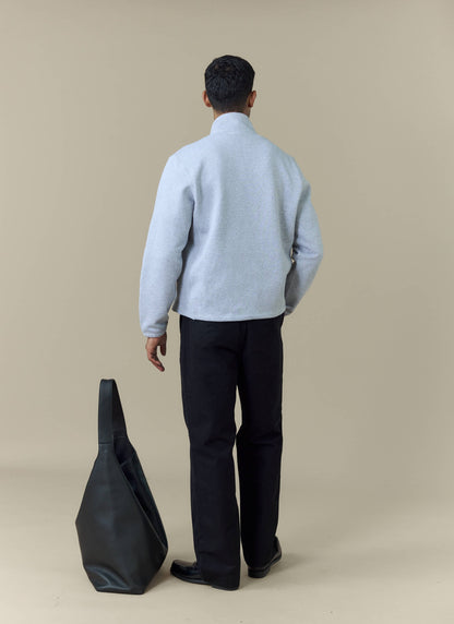 Men's Curtis Funnel Neck Zip Jumper - Cotton - Grey | Percival Exclusive