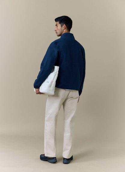 Men's Curtis Funnel Neck Zip Jumper - Cotton - Navy | Percival Featured
