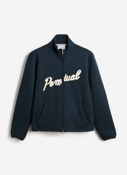 Men's Curtis Funnel Neck Zip Jumper - Cotton - Navy | Percival Featured