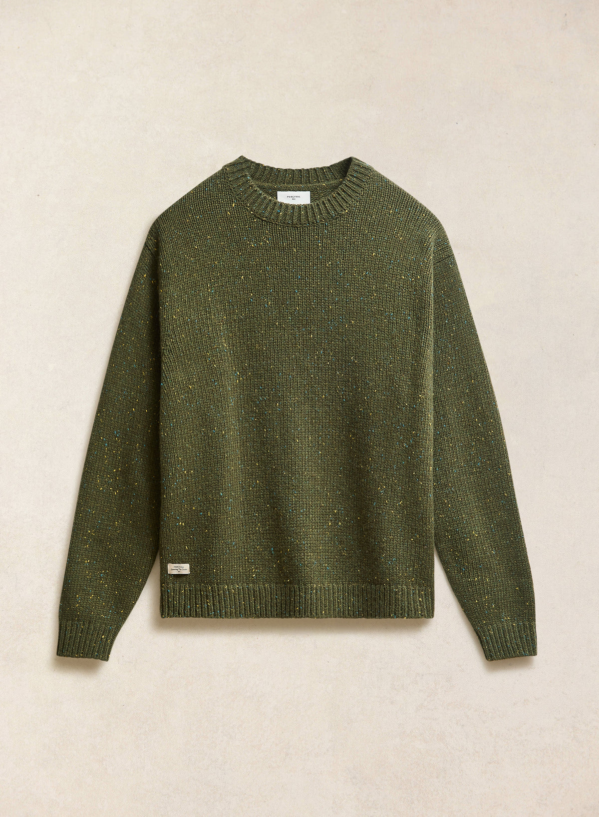 Men's Forest Green Crew Neck Jumper - Rhodes - Cotton - Percival | Percival Best Price