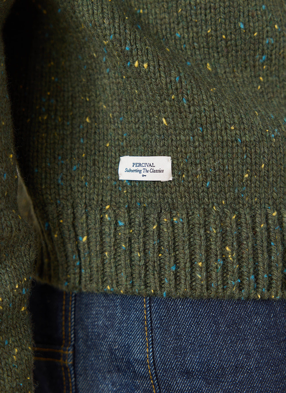 Men's Forest Green Crew Neck Jumper - Rhodes - Cotton - Percival | Percival Best Price