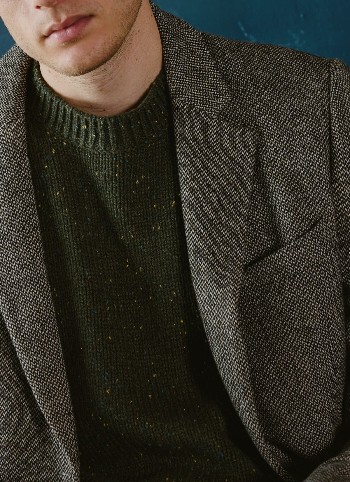 Men's Forest Green Crew Neck Jumper - Rhodes - Cotton - Percival | Percival Best Price