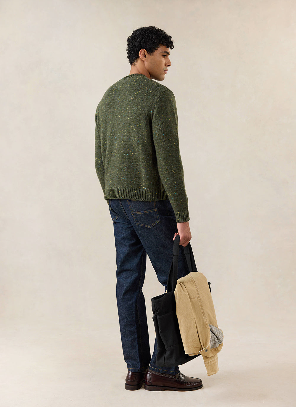 Men's Forest Green Crew Neck Jumper - Rhodes - Cotton - Percival | Percival Best Price