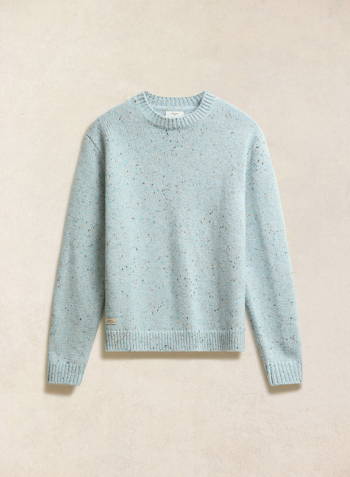 Men's Donegal Crew Neck Jumper: Rhodes - Blue - Cotton - Percival | Percival New