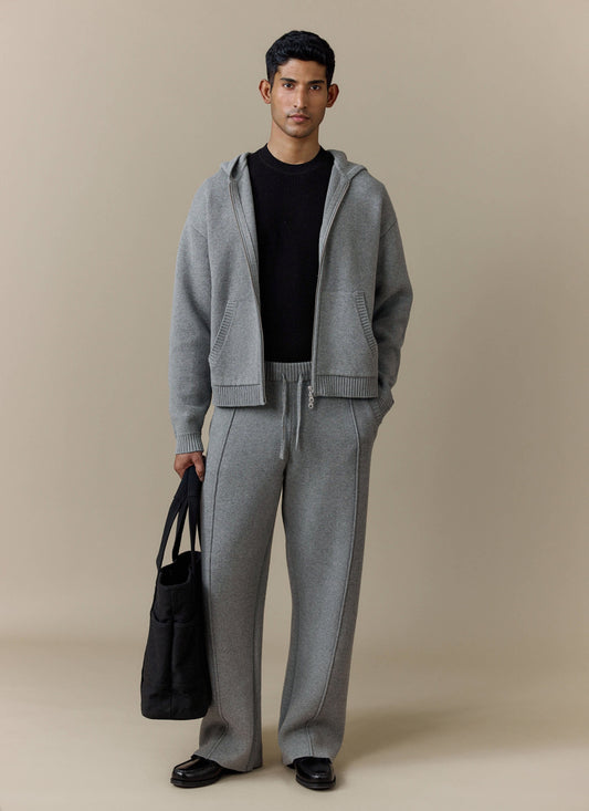 Men's Chronicle Knitted Hoodie - 100% Cotton - Grey | Percival Value