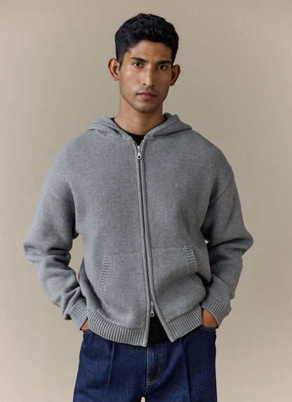Men's Chronicle Knitted Hoodie - 100% Cotton - Grey | Percival Value