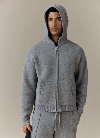 Men's Chronicle Knitted Hoodie - 100% Cotton - Grey | Percival Value