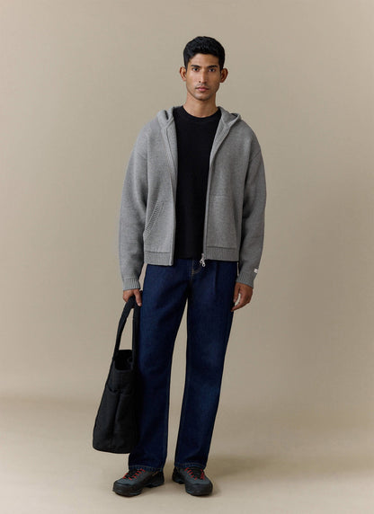 Men's Chronicle Knitted Hoodie - 100% Cotton - Grey | Percival Value