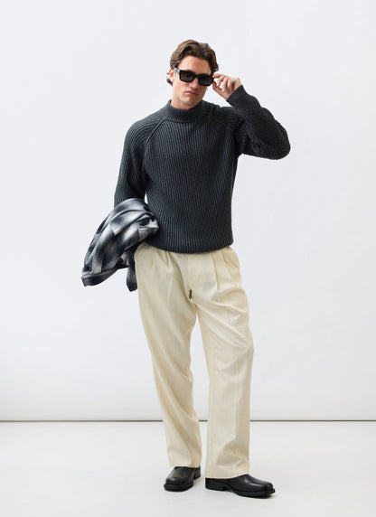 Men's Library Turtle Neck Jumper - Cotton - Charcoal | Percival New