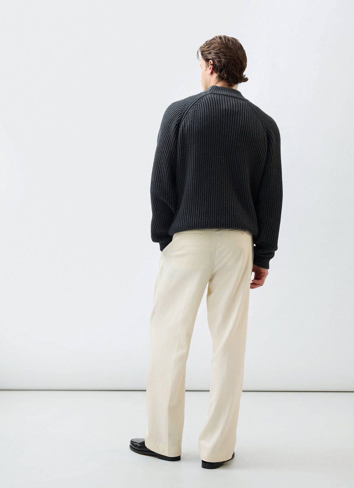 Men's Library Turtle Neck Jumper - Cotton - Charcoal | Percival New