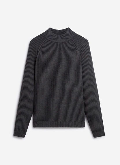Men's Library Turtle Neck Jumper - Cotton - Charcoal | Percival New
