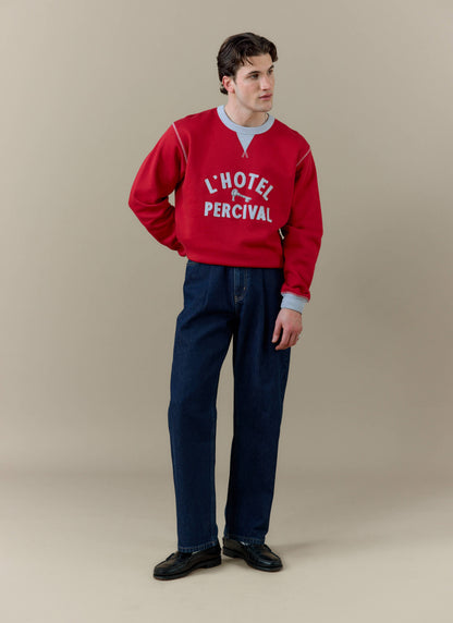 Men's Sweatshirt - Ronald - Organic Cotton - Red | Percival Deals