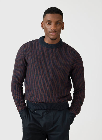 Charlestown Knitted Jumper - Navy Burgundy | Percival Everyday