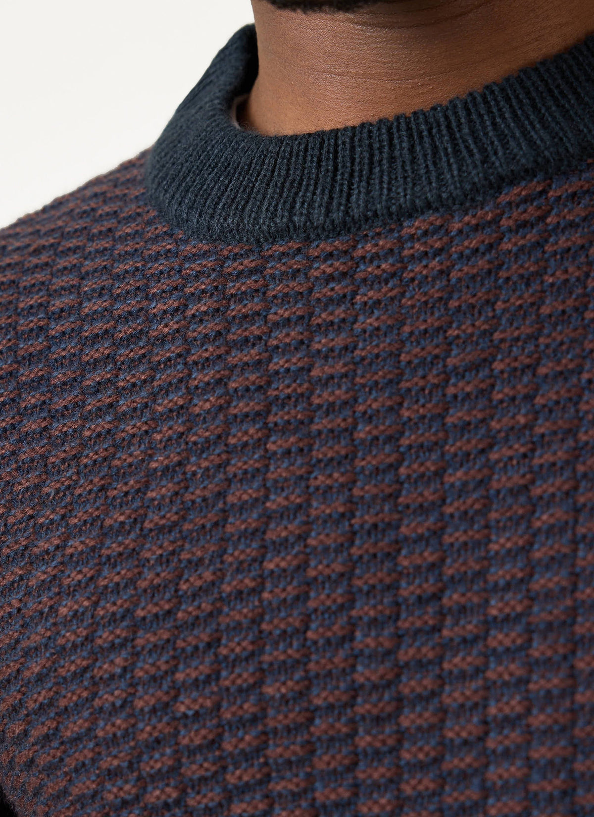 Charlestown Knitted Jumper - Navy Burgundy | Percival Everyday