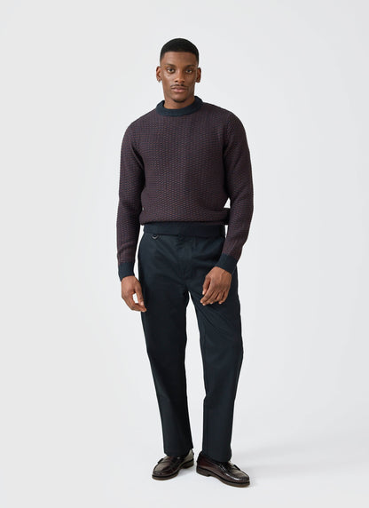 Charlestown Knitted Jumper - Navy Burgundy | Percival Everyday