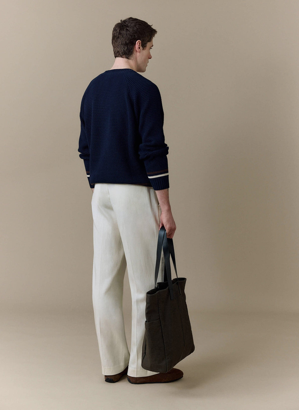 Men's Knitted Jumper - Sergio - Cotton - Navy | Percival Signature