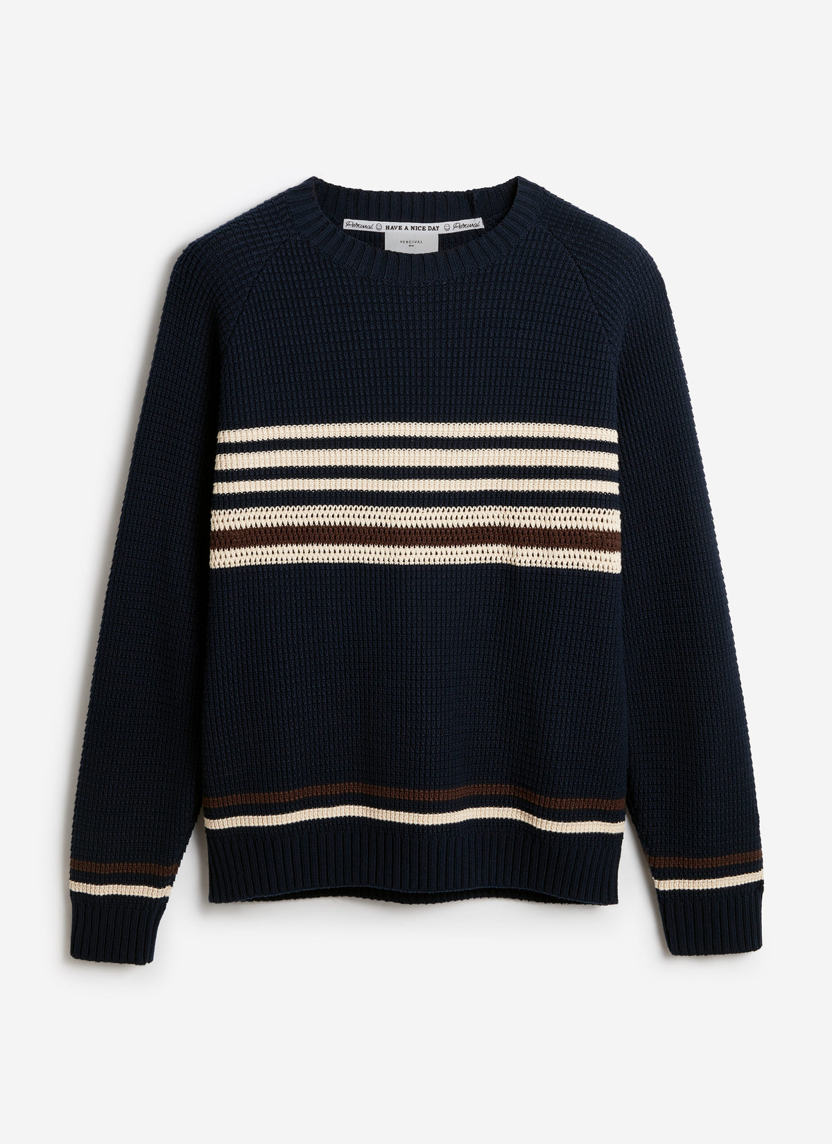 Men's Knitted Jumper - Sergio - Cotton - Navy | Percival Signature