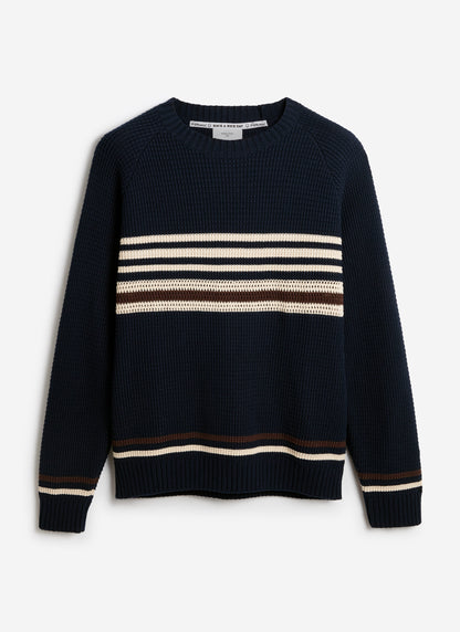 Men's Knitted Jumper - Sergio - Cotton - Navy | Percival Signature