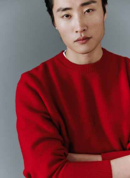 Felted Relaxed Jumper - Wool - Red | Percival Premium