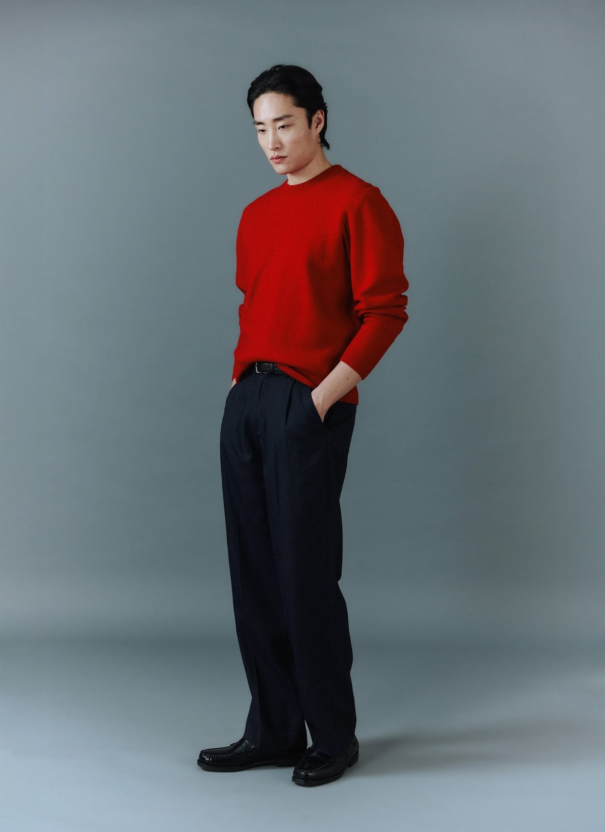 Felted Relaxed Jumper - Wool - Red | Percival Premium