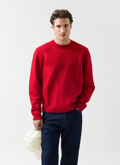 Felted Relaxed Jumper - Wool - Red | Percival Premium