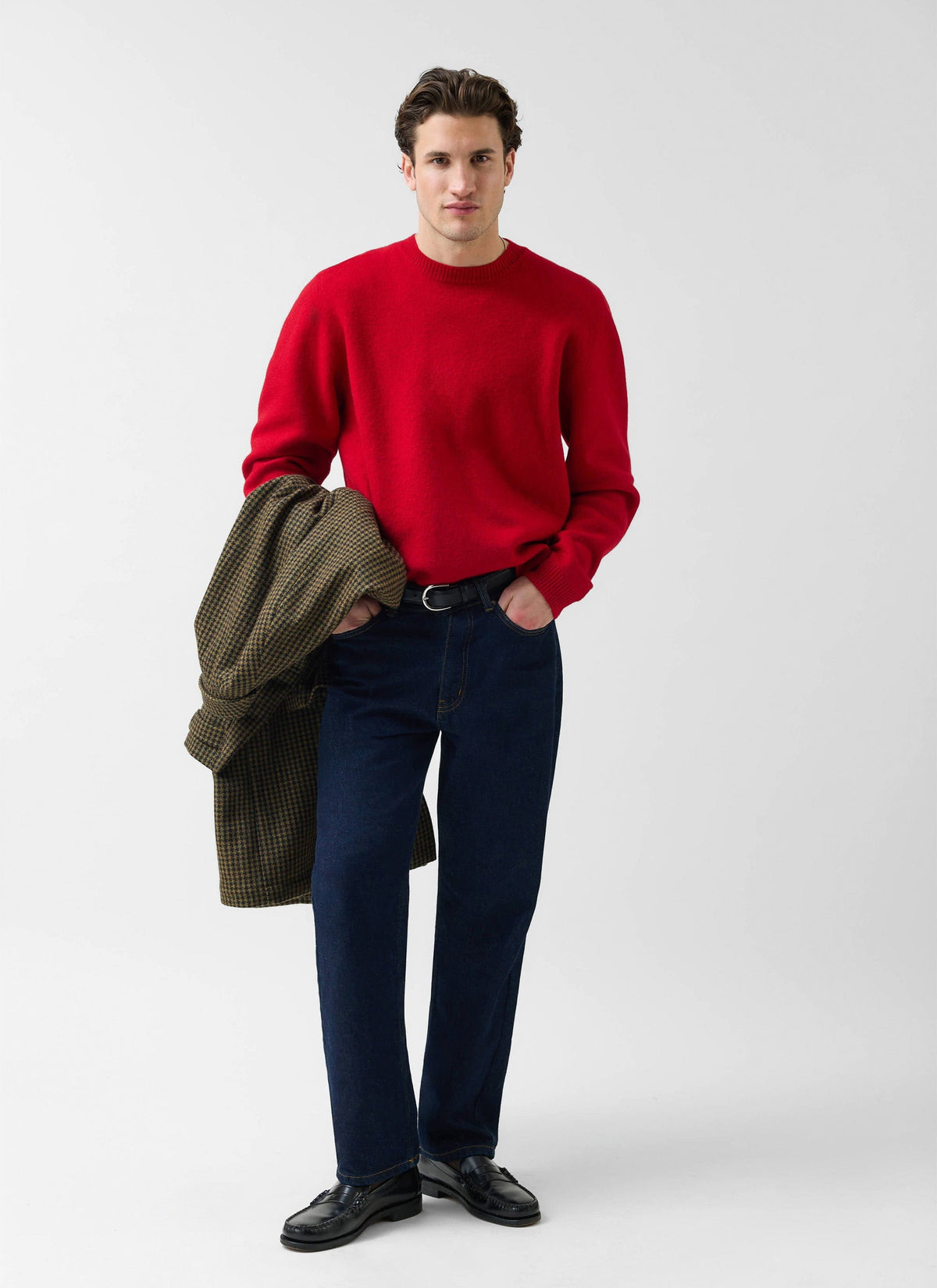 Felted Relaxed Jumper - Wool - Red | Percival Premium