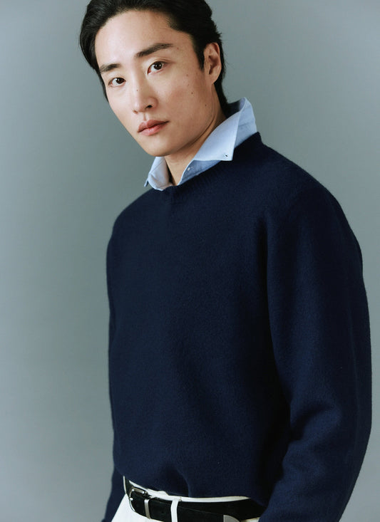 Felted Relaxed Jumper - Wool - Navy | Percival Exclusive