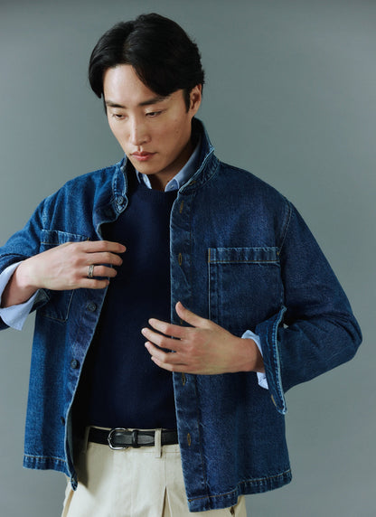 Felted Relaxed Jumper - Wool - Navy | Percival Exclusive