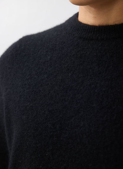 Men's Mohair Crew Neck Jumper - Black | Percival Deals