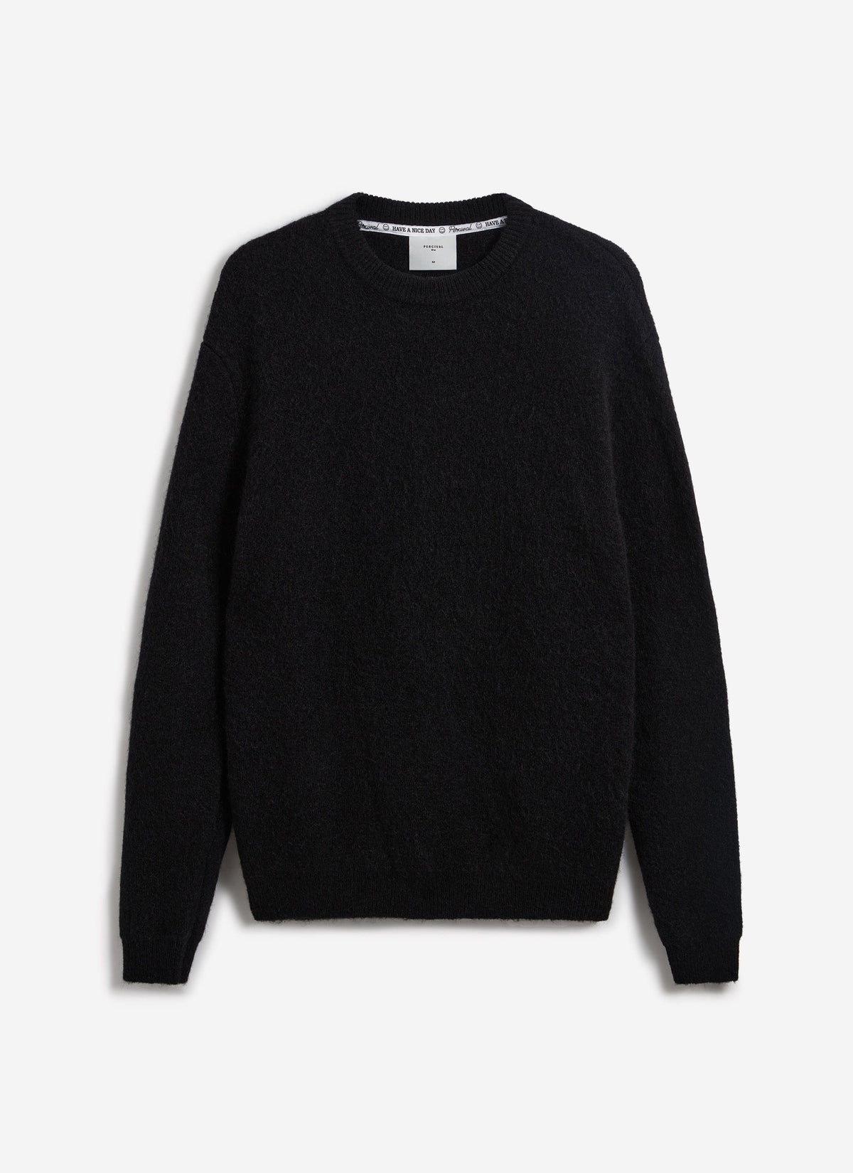 Men's Mohair Crew Neck Jumper - Black | Percival Deals