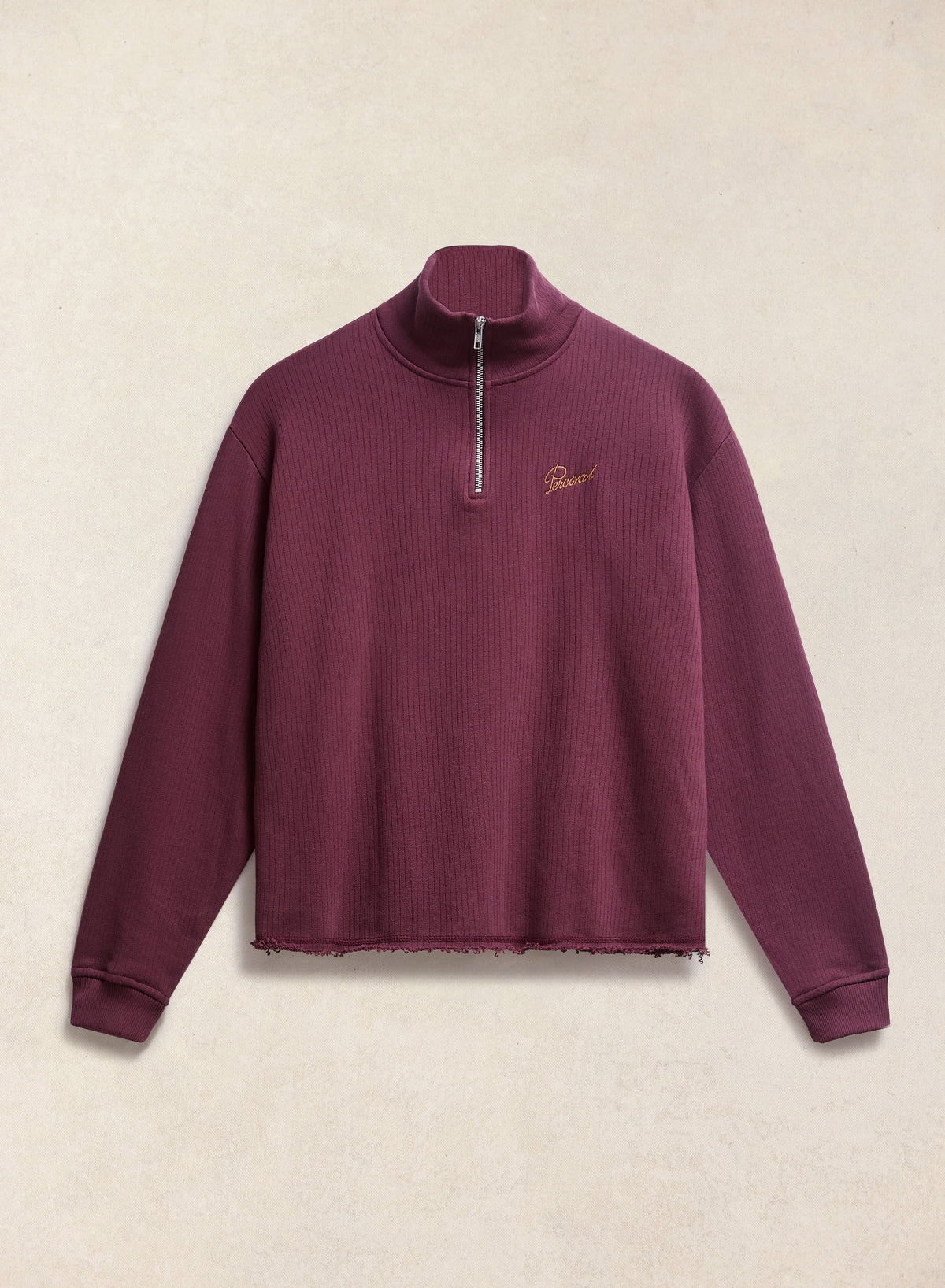 Conrad Funnel Neck 1/4 Zip Jumper - Burgundy Cotton - Percival | Percival Trusted