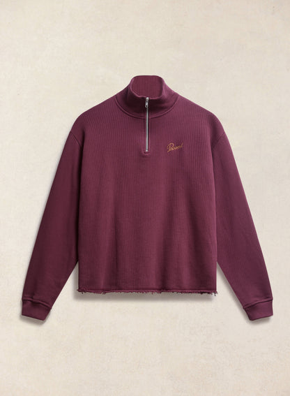 Conrad Funnel Neck 1/4 Zip Jumper - Burgundy Cotton - Percival | Percival Trusted