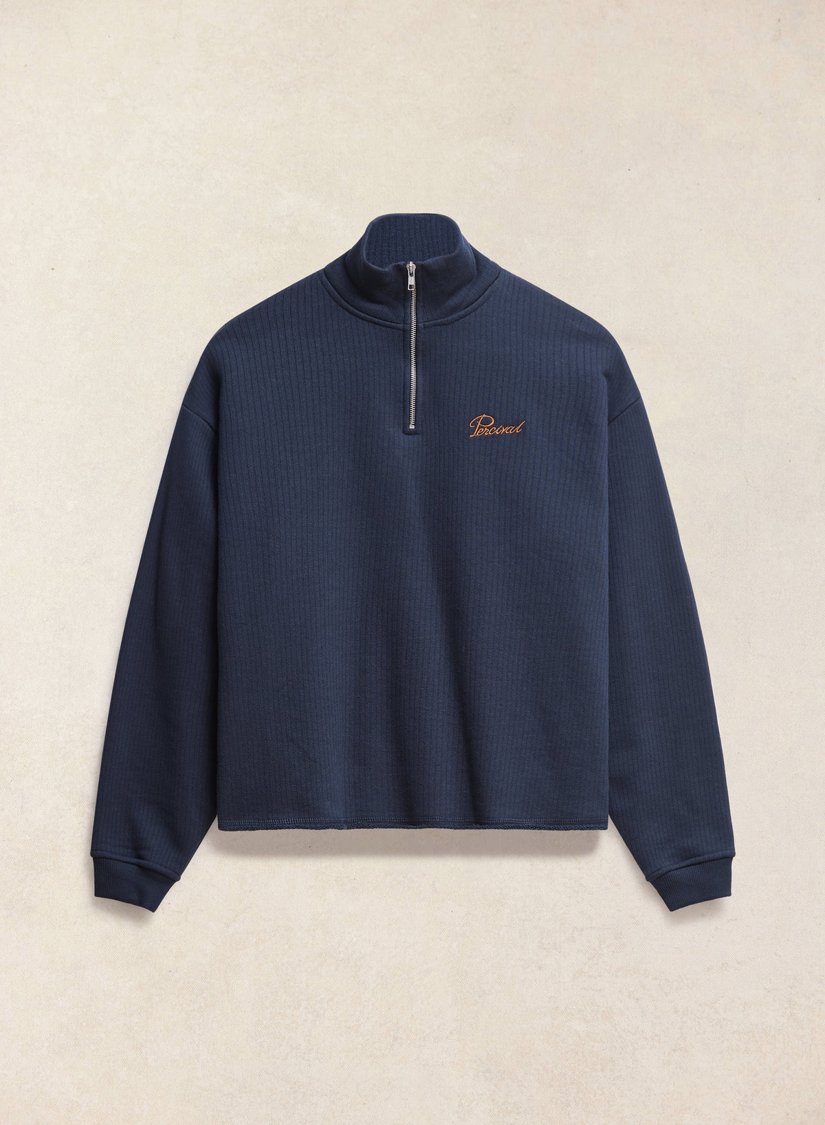 Conrad Funnel Neck 1/4 Zip Jumper - Navy Cotton - Percival | Percival Quality