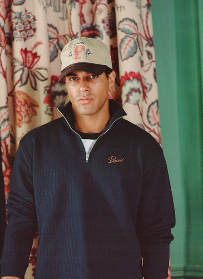 Conrad Funnel Neck 1/4 Zip Jumper - Navy Cotton - Percival | Percival Quality