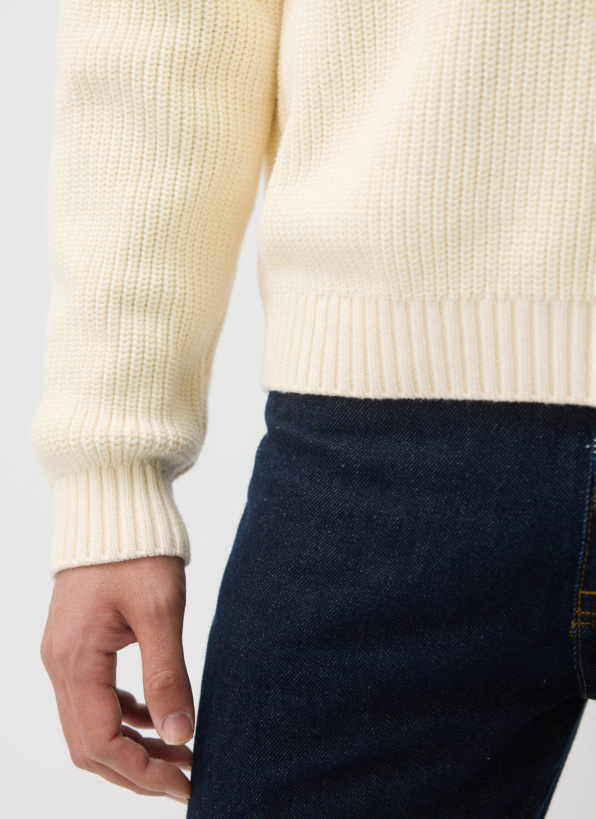 Men's Quarter Zip Knit Jumper - Cotton - Cream | Percival Classic