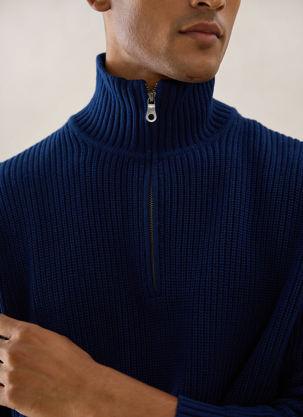 Meyer Boxy Quarter Zip - Navy Cotton - Percival | Percival Top Pick