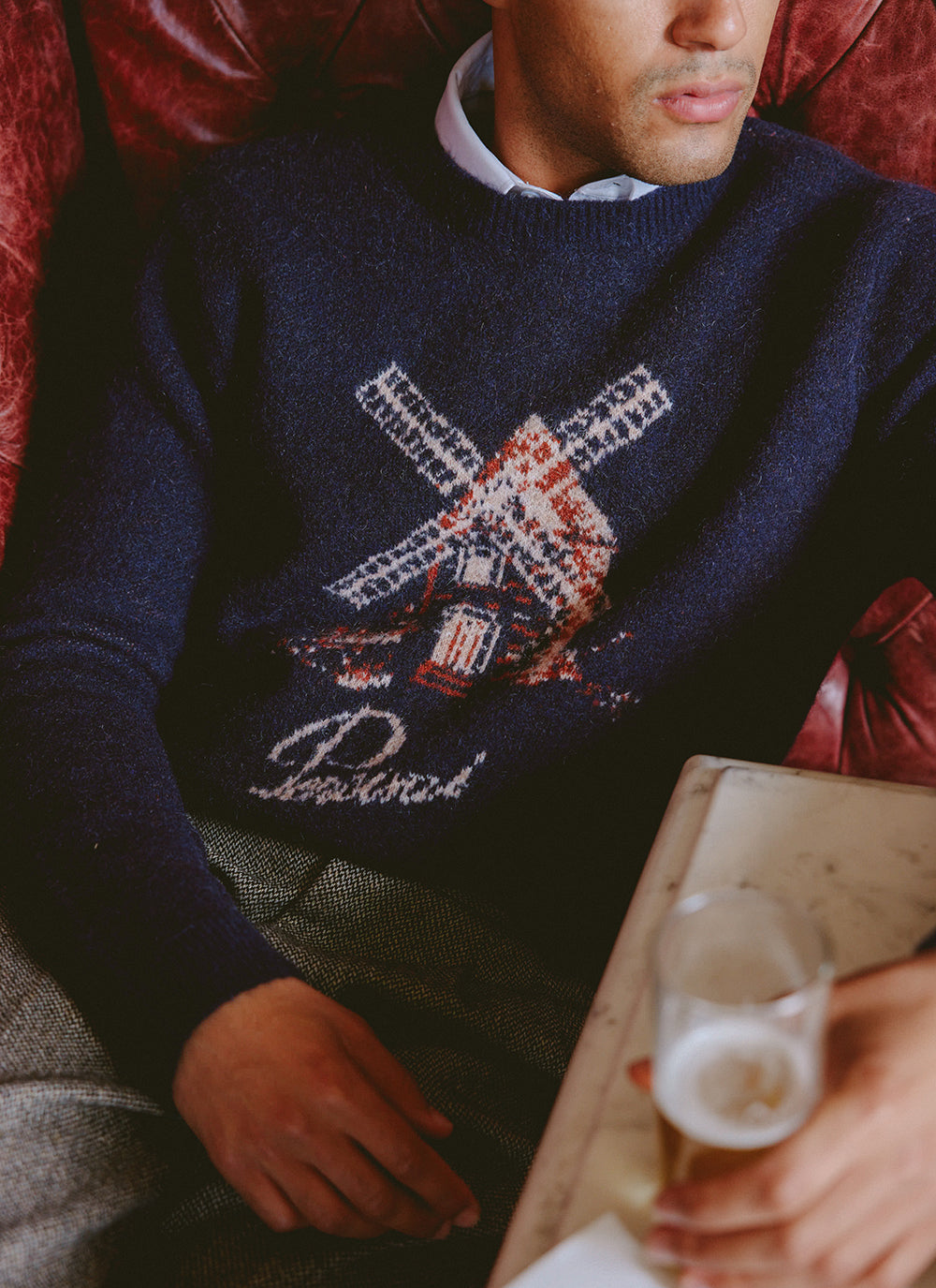 Miller Jacquard Jumper - Navy Mohair Wool - Percival | Percival Best Price