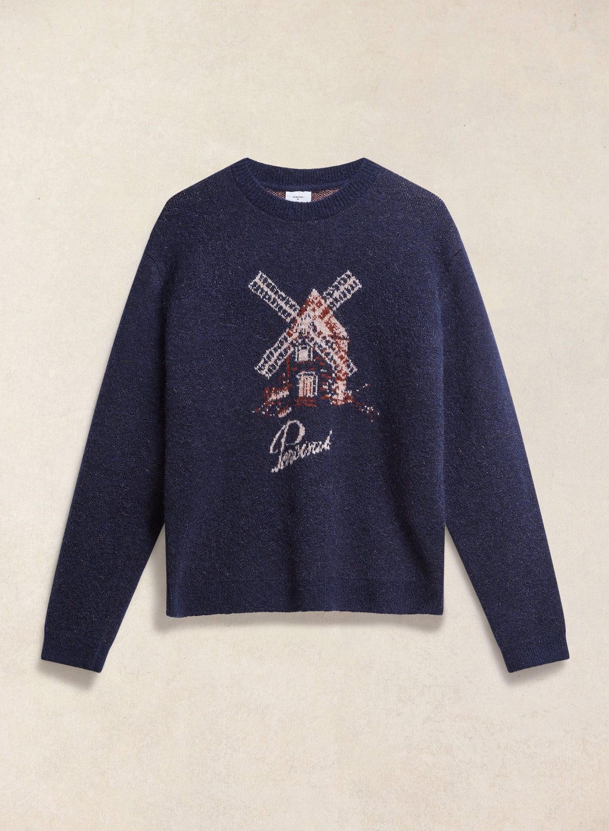 Miller Jacquard Jumper - Navy Mohair Wool - Percival | Percival Best Price
