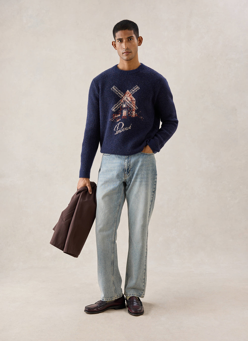 Miller Jacquard Jumper - Navy Mohair Wool - Percival | Percival Best Price