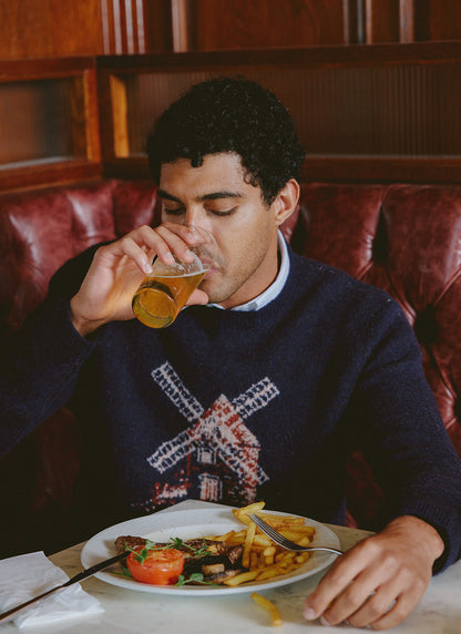 Miller Jacquard Jumper - Navy Mohair Wool - Percival | Percival Best Price