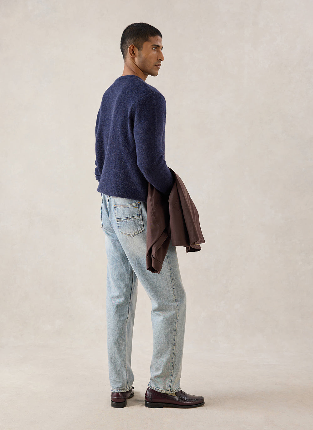 Miller Jacquard Jumper - Navy Mohair Wool - Percival | Percival Best Price