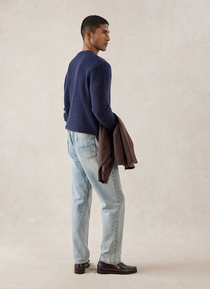 Miller Jacquard Jumper - Navy Mohair Wool - Percival | Percival Best Price