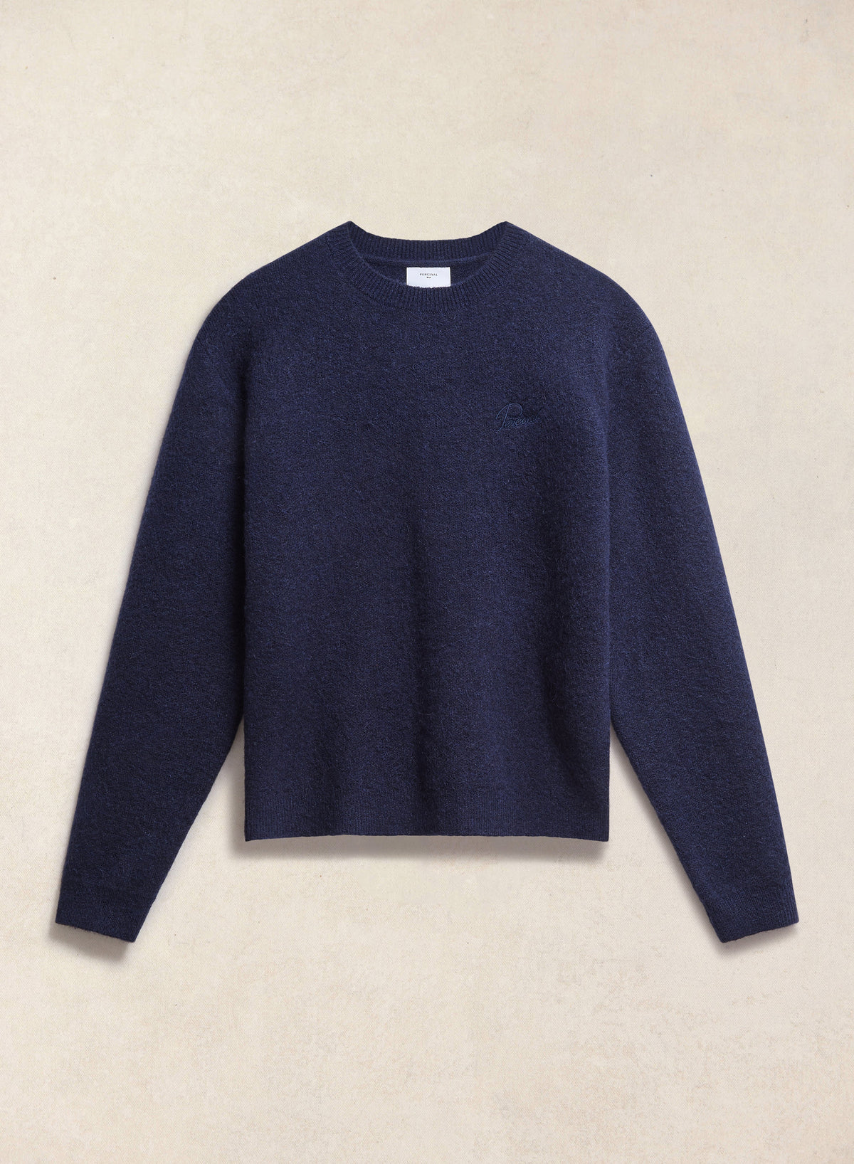Men's Navy Crew Neck Jumper - Mohair Wool - Percival | Percival Special Offer