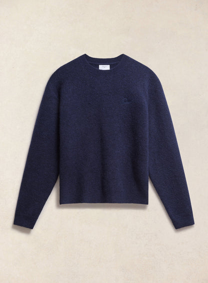 Men's Navy Crew Neck Jumper - Mohair Wool - Percival | Percival Special Offer