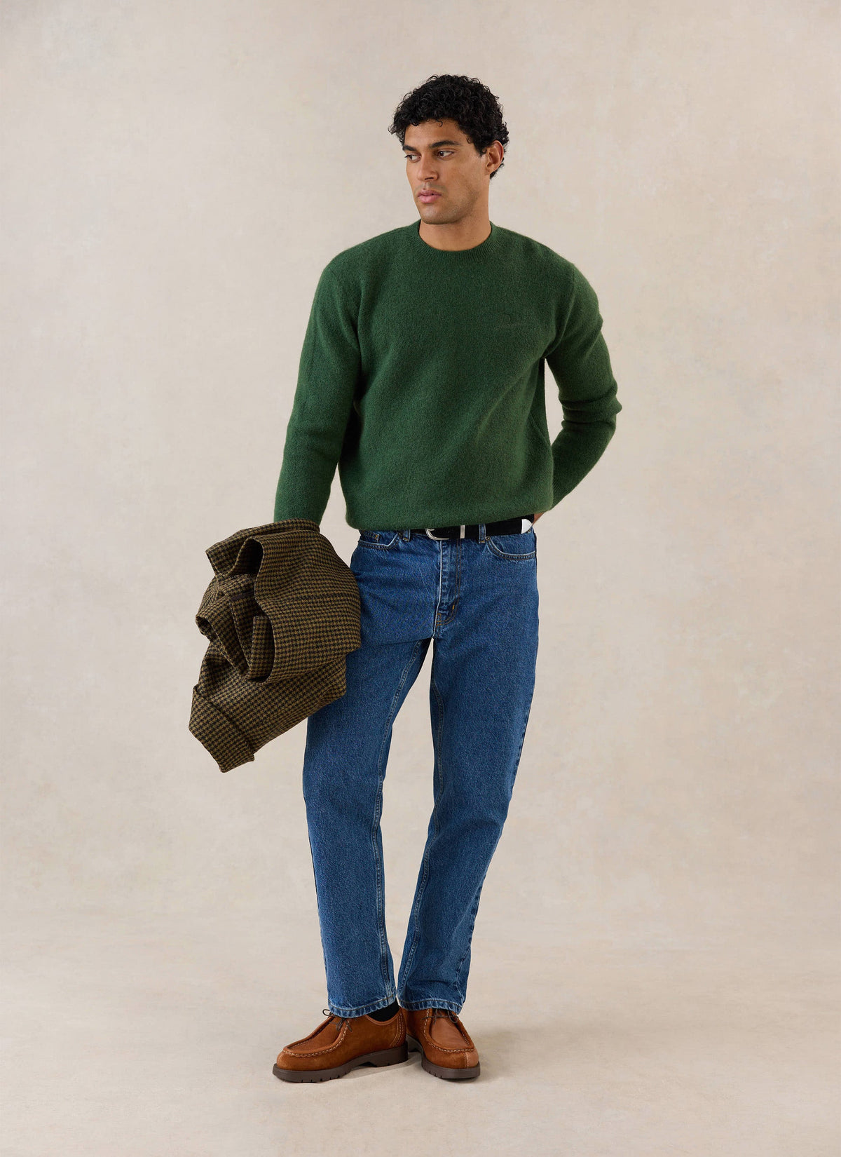 Men's Boxy Crew Neck Jumper - Forest Mohair - Percival | Percival Customer Favorite