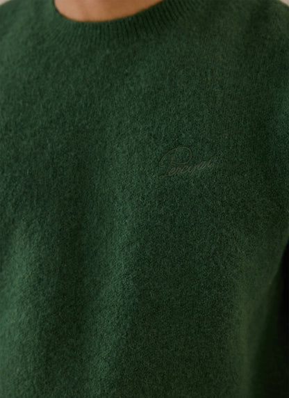 Men's Boxy Crew Neck Jumper - Forest Mohair - Percival | Percival Customer Favorite