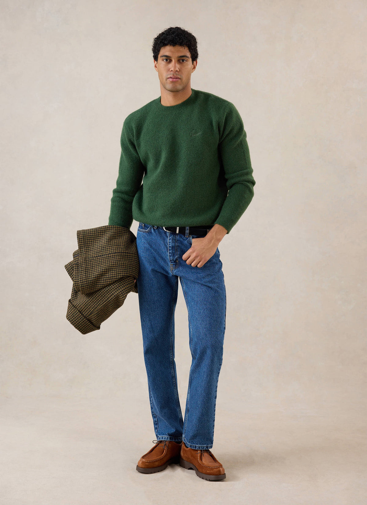 Men's Boxy Crew Neck Jumper - Forest Mohair - Percival | Percival Customer Favorite
