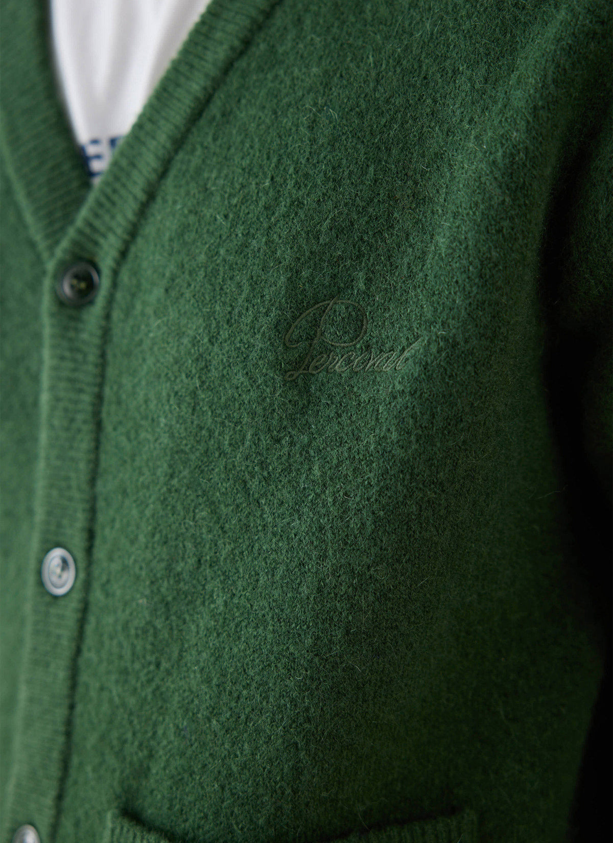Men's White Glove Mohair Cardigan - Forest Green - Percival | Percival Signature