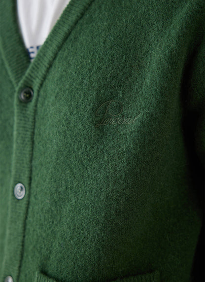 Men's White Glove Mohair Cardigan - Forest Green - Percival | Percival Signature